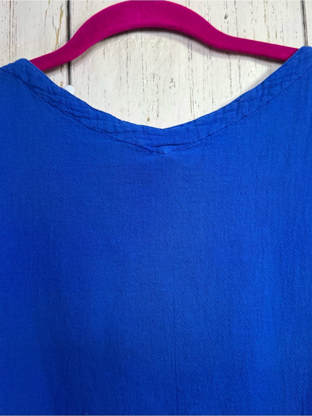 Oh My Gauze Blue 100% Cotton Asymmetrical Tank Top Size L Lagenlook Boho Coastal - Picture 8 of 11